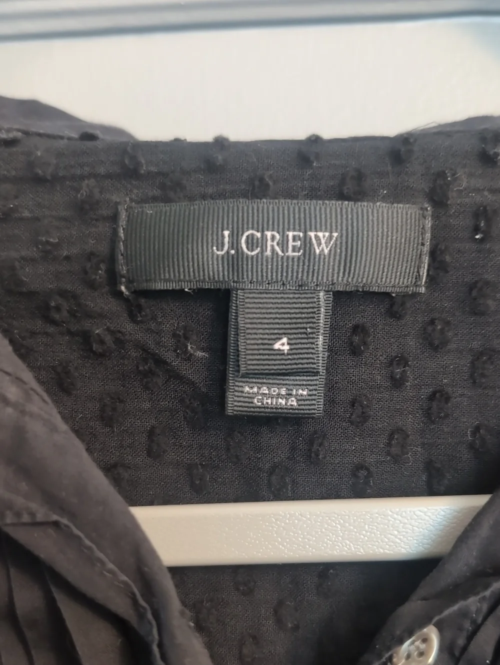 J. Crew 100% Cotton Black Textured Sheer Button-Front Shirt